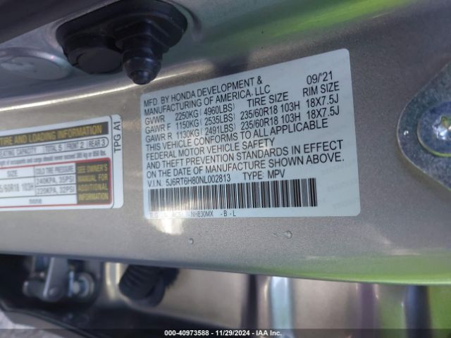 5J6RT6H80NL002813 Honda Cr-v Hybrid Ex-l