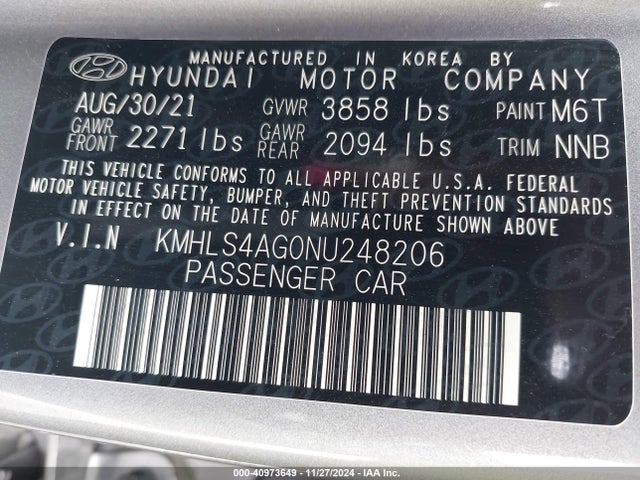 Hyundai ELANTRA SEL 2022 KMHLS4AG0NU248206 Image 9