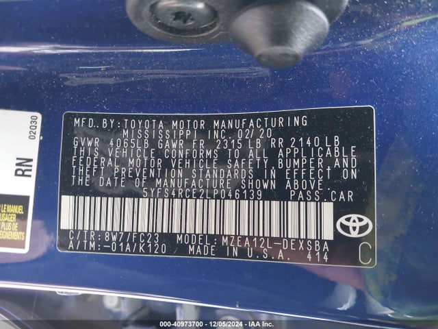 Toyota COROLLA SE 2020 5YFS4RCE2LP046139 Image 9