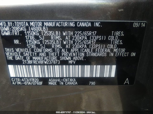 Toyota RAV4 LE 2015 2T3BFREV8FW237873 Image 9