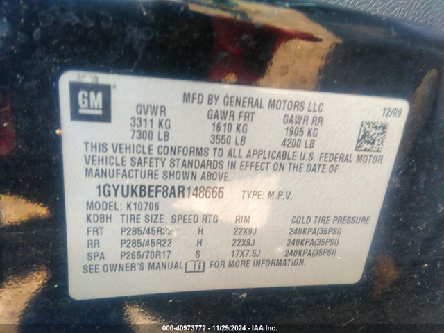 2010 CADILLAC ESCALADE 1GYUKBEF8AR148666 Photo 8