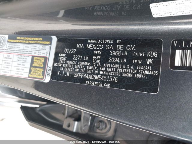 3KPF44AC8NE451576 KIA FORTE GT
