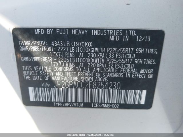 JF2GPACC2E8254230 Subaru Xv Crosstrek 2.0i Premium