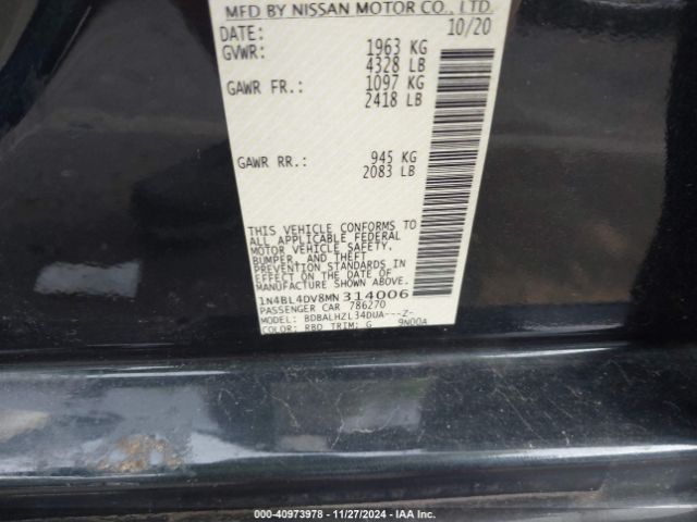 1N4BL4DV8MN314006 Nissan Altima Sv Fwd