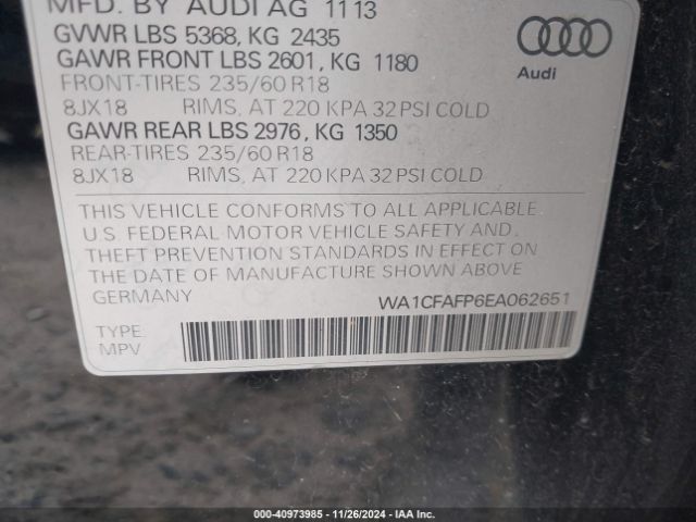 WA1CFAFP6EA062651 Audi Q5 2.0t Premium