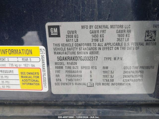 5GAKRAKD7GJ332317 Buick Enclave Convenience