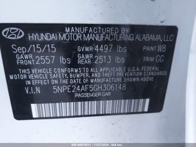 Hyundai SONATA SE 2016 5NPE24AF5GH306148 Image 9