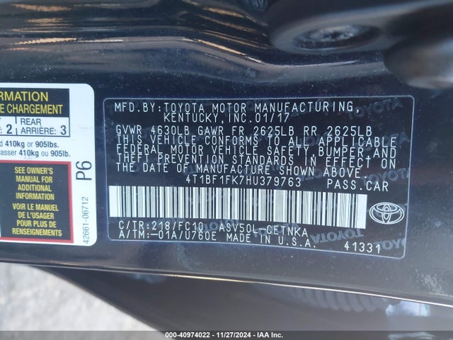 Toyota CAMRY LE 2017 4T1BF1FK7HU379763 Image 9