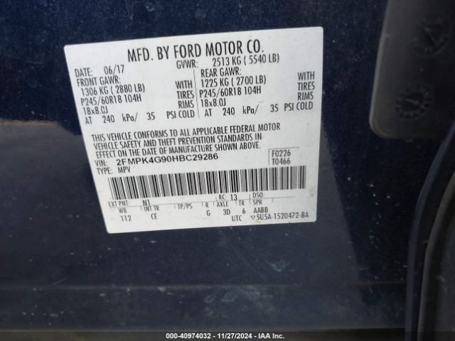 2FMPK4G90HBC29286 Ford EDGE SE
