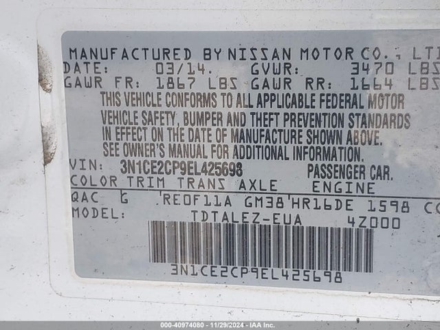 Nissan Versa Note Sv 2014 3N1CE2CP9EL425698 Image 9