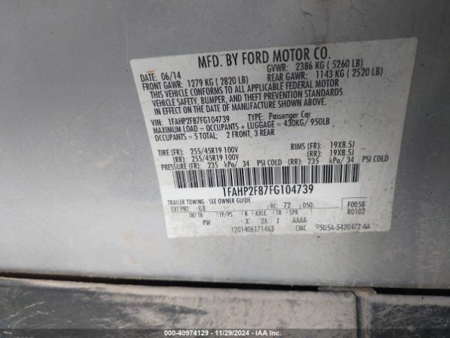1FAHP2F87FG104739 Ford Taurus Limited
