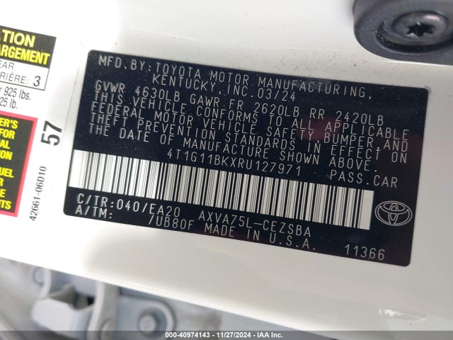 4T1G11BKXRU127971 Toyota CAMRY SE