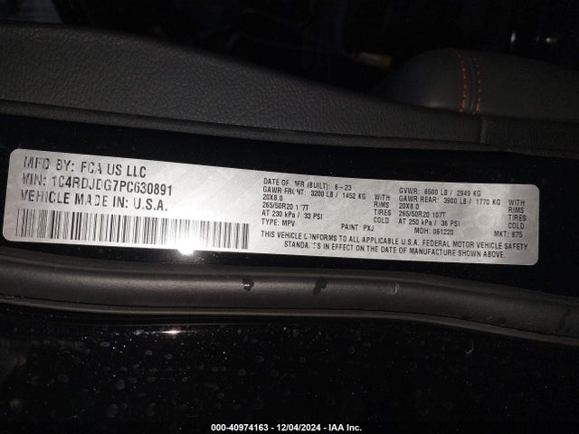 1C4RDJDG7PC630891 Dodge Durango Gt Plus Awd