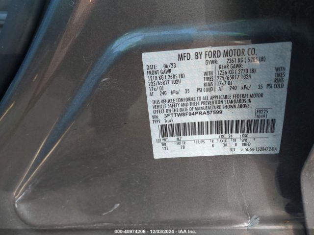 3FTTW8F94PRA57599 Ford Maverick Xlt