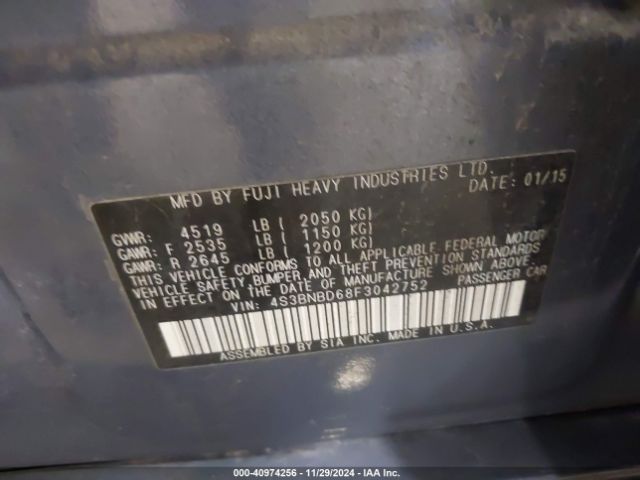 4S3BNBD68F3042752 Subaru Legacy 2.5i Premium