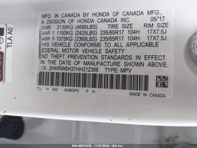 Honda CR-V LX 2017 2HKRW6H37HH212366 Image 9