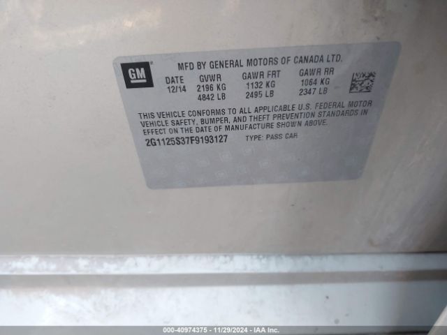 2G1125S37F9193127 Chevrolet Impala 2lt