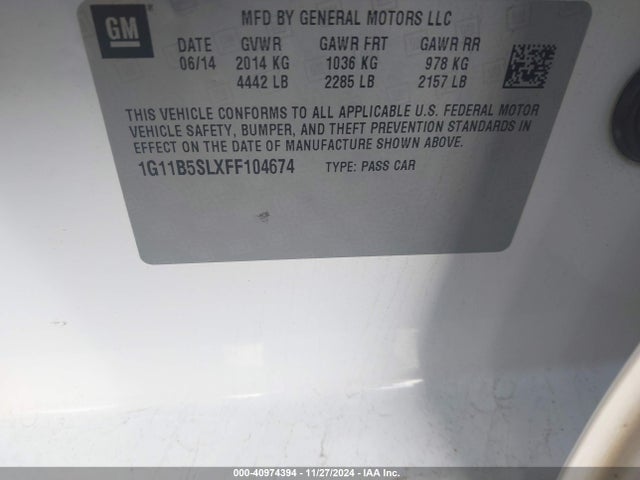 Chevrolet MALIBU LS 2015 1G11B5SLXFF104674 Image 9