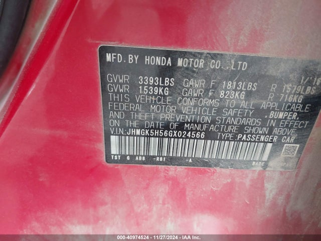 Honda FIT LX 2016 JHMGK5H56GX024566 Image 9