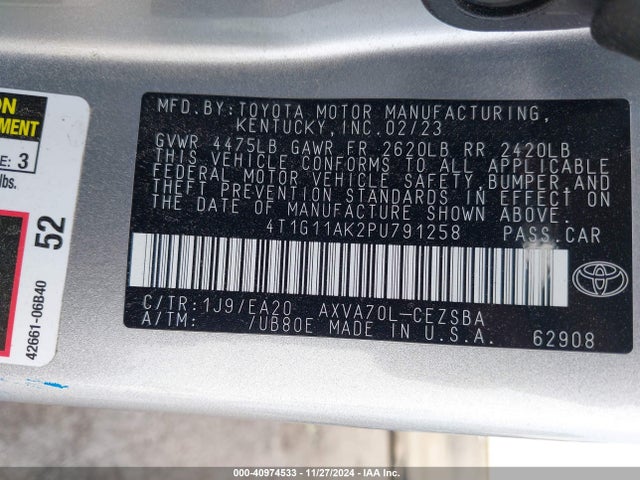 Toyota CAMRY SE 2023 4T1G11AK2PU791258 Image 9