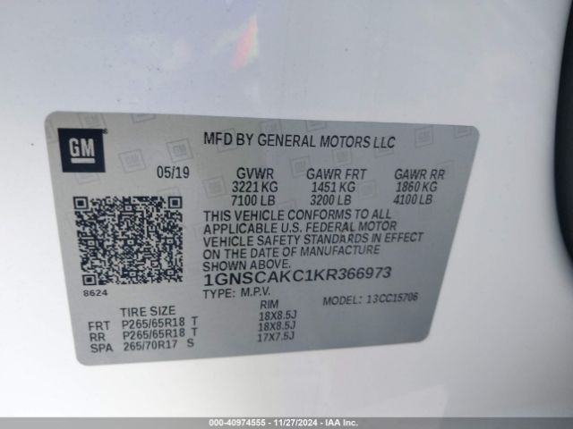 1GNSCAKC1KR366973 Chevrolet Tahoe Ls