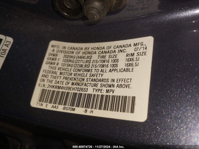 Honda CR-V LX 2014 2HKRM4H39EH702653 Image 9