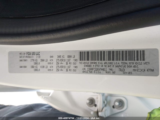 RAM 1500 Tradesman  4x4 6'4 Box 2019 1C6RRFCG2KN744611 Image 9
