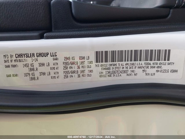 Jeep Grand Cherokee Limited 2014 1C4RJEBG7EC423837 Image 9