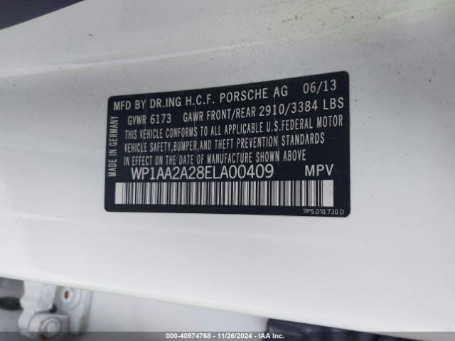 WP1AA2A28ELA00409 Porsche Cayenne