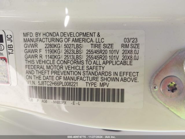 5J8TC2H66PL008221 Acura Rdx A-spec Package