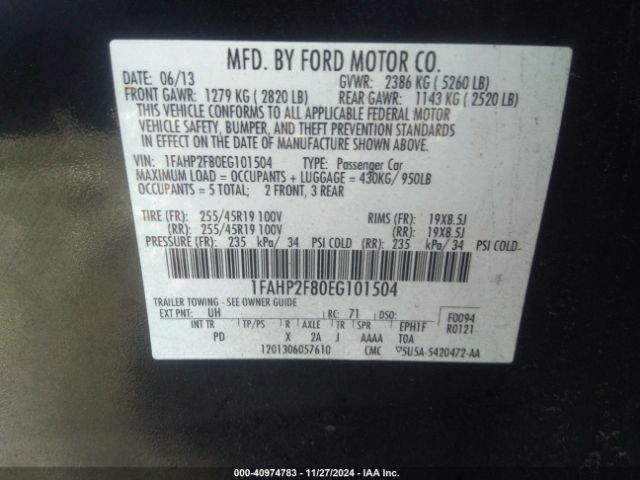 1FAHP2F80EG101504 Ford Taurus Limited