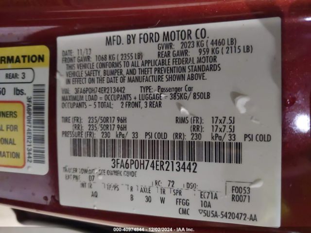 3FA6P0H74ER213442 Ford FUSION SE