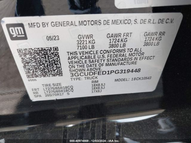 3GCUDFED1PG319448 Chevrolet Silverado 1500 4wd  Short Bed Lt Trail Boss