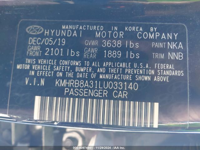 KMHRB8A31LU033140 Hyundai Venue Se