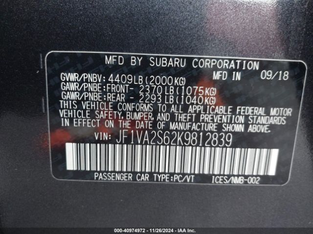JF1VA2S62K9812839 Subaru Wrx Sti