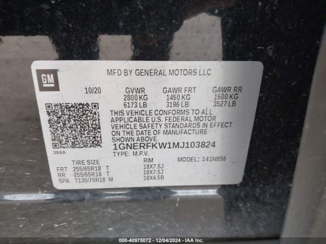 1GNERFKW1MJ103824 Chevrolet Traverse Fwd Ls
