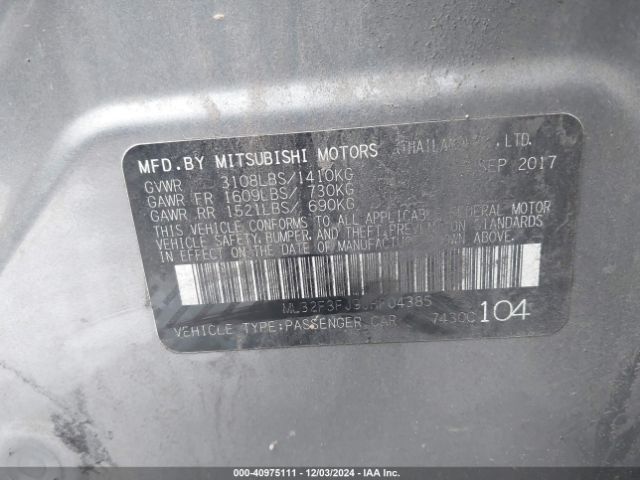 ML32F3FJ9JHF04385 Mitsubishi Mirage G4 Es