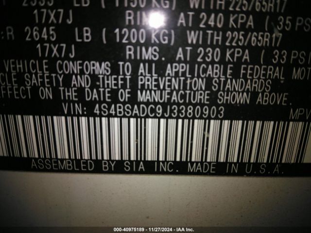 4S4BSADC9J3380903 Subaru Outback 2.5i Premium
