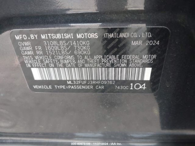 ML32FUFJ3RHF09762 Mitsubishi Mirage G4 Es