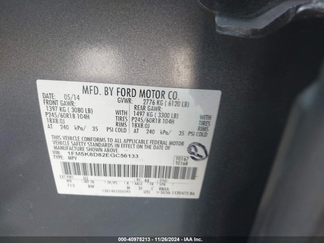 Ford EXPLORER XLT 2014 1FM5K8D82EGC56133 Image 9