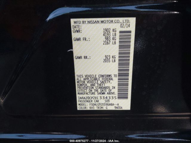 1N4AZ0CP2EC334335 Nissan Leaf Sl