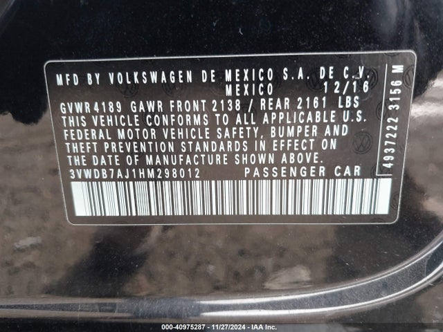Volkswagen Jetta 1.4t Se 2017 3VWDB7AJ1HM298012 Image 9