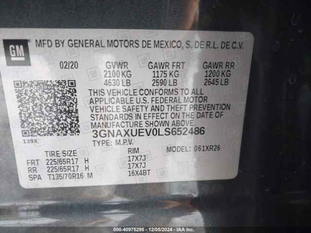 3GNAXUEV0LS652486 Chevrolet Equinox Awd Lt 1.5l Turbo