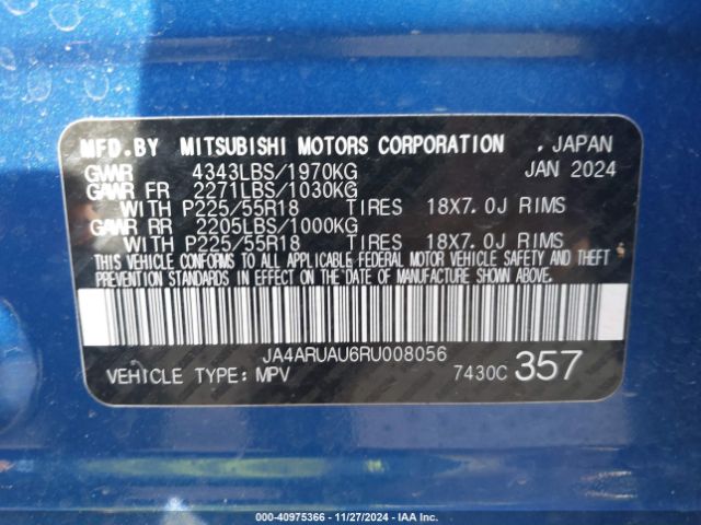 2024 MITSUBISHI OUTLANDER SPORT JA4ARUAU6RU008056 Photo 8