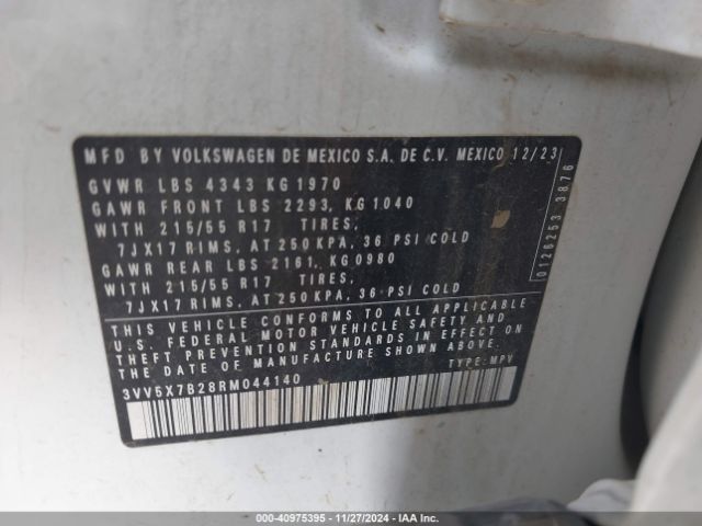 3VV5X7B28RM044140 Volkswagen Taos 1.5t S