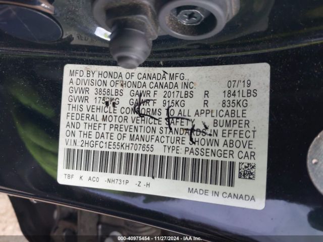 2HGFC1E55KH707655 Honda CIVIC SI