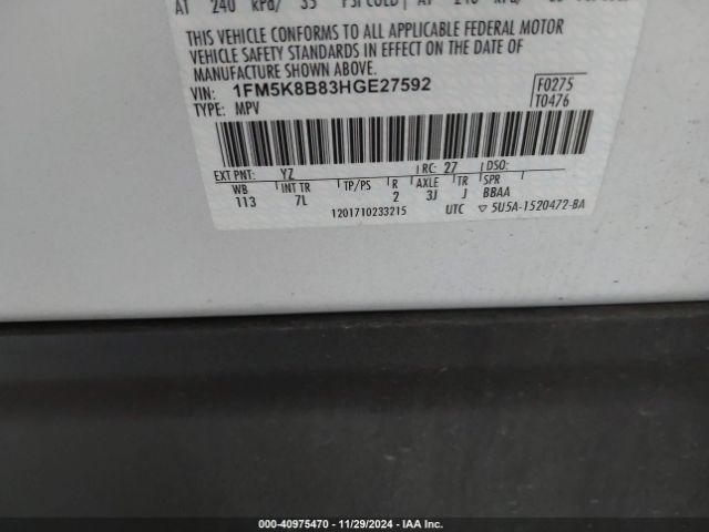 1FM5K8B83HGE27592 Ford Explorer
