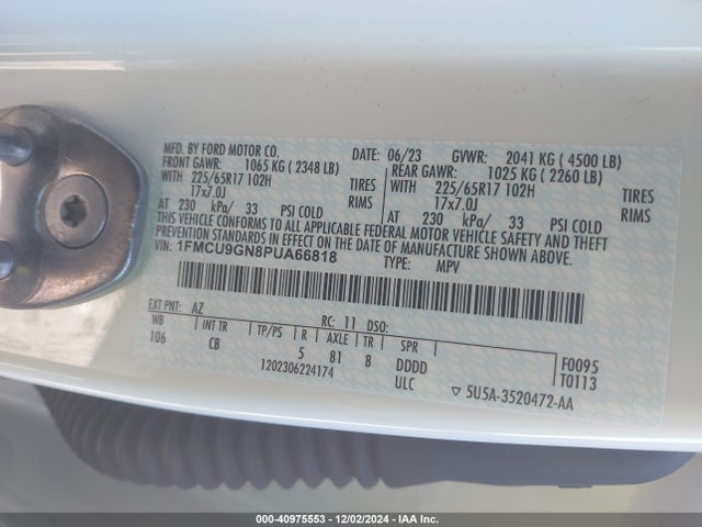 Ford Escape Active 2023 1FMCU9GN8PUA66818 Image 9