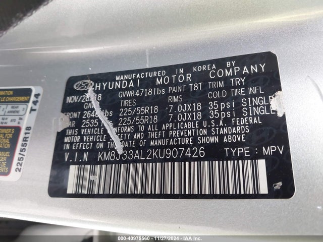Hyundai Tucson Ultimate 2019 KM8J33AL2KU907426 Image 9