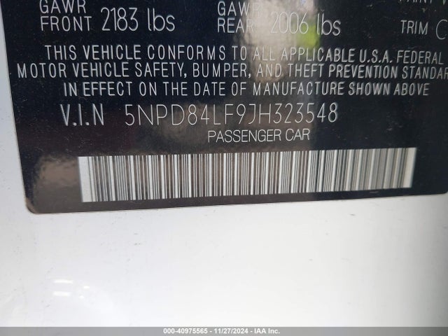 Hyundai ELANTRA SEL 2018 5NPD84LF9JH323548 Image 9
